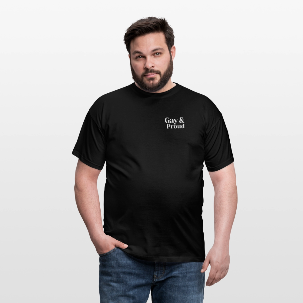 Gay & Proud | Regenbogenherz Pride T-Shirt - Schwarz
