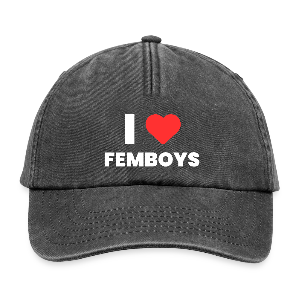 I LOVE FEMBOYS | Kink Fetish Pride Vintage Cap - Vintage Schwarz
