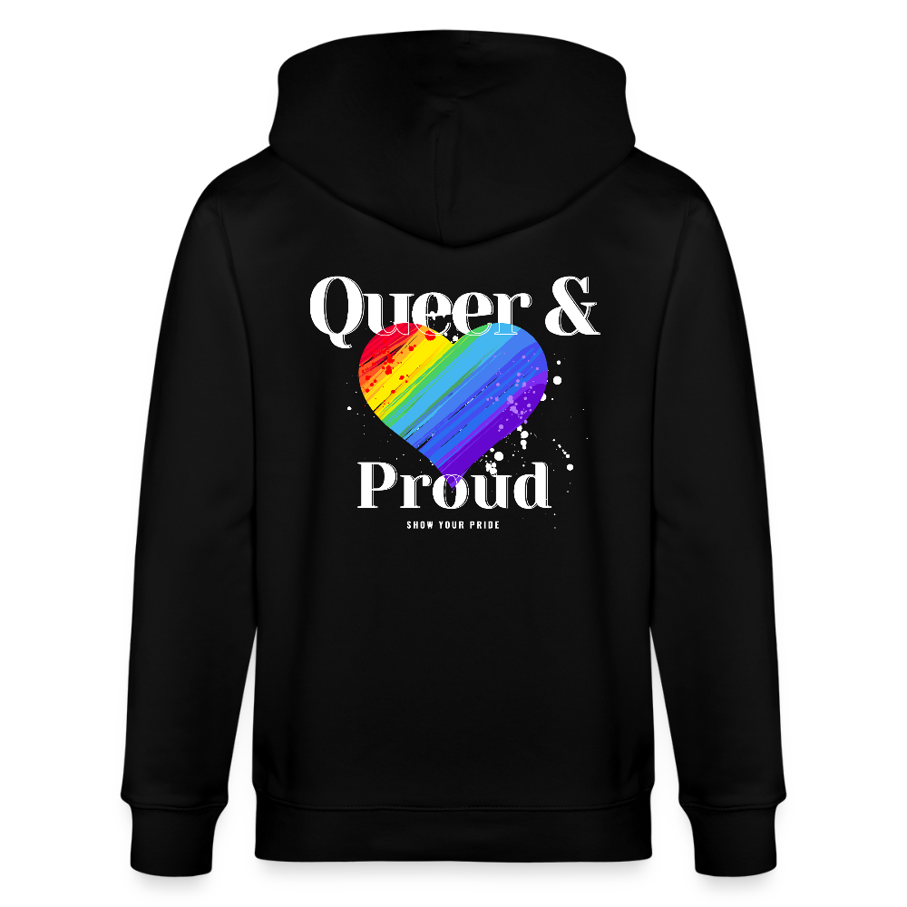 Queer & Proud | Pride Bio-Kapuzenjacke Unisex - Schwarz