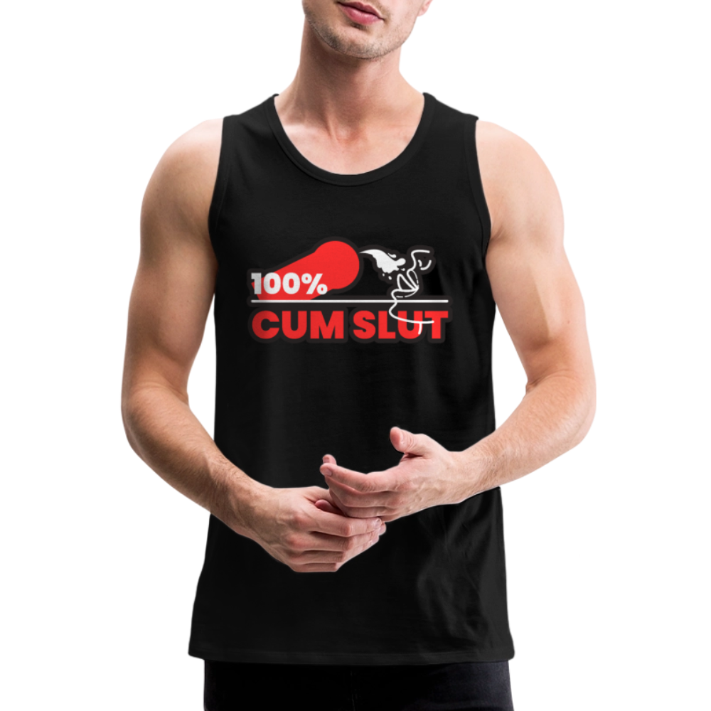 100% CUM SLUT | Kink Fetish Pride Premium Tank Top - Schwarz
