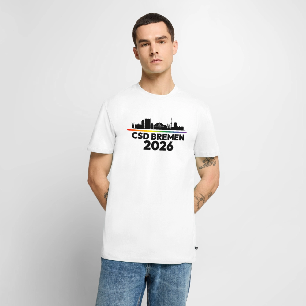 CSD BREMEN 2026 Pride Premium T-Shirt Weiß dunkle Schrift - Weiß