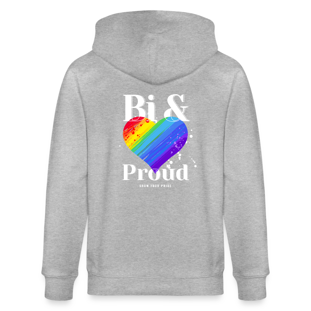 Bi & Proud | Pride Bio-Kapuzenjacke Unisex - Grau meliert