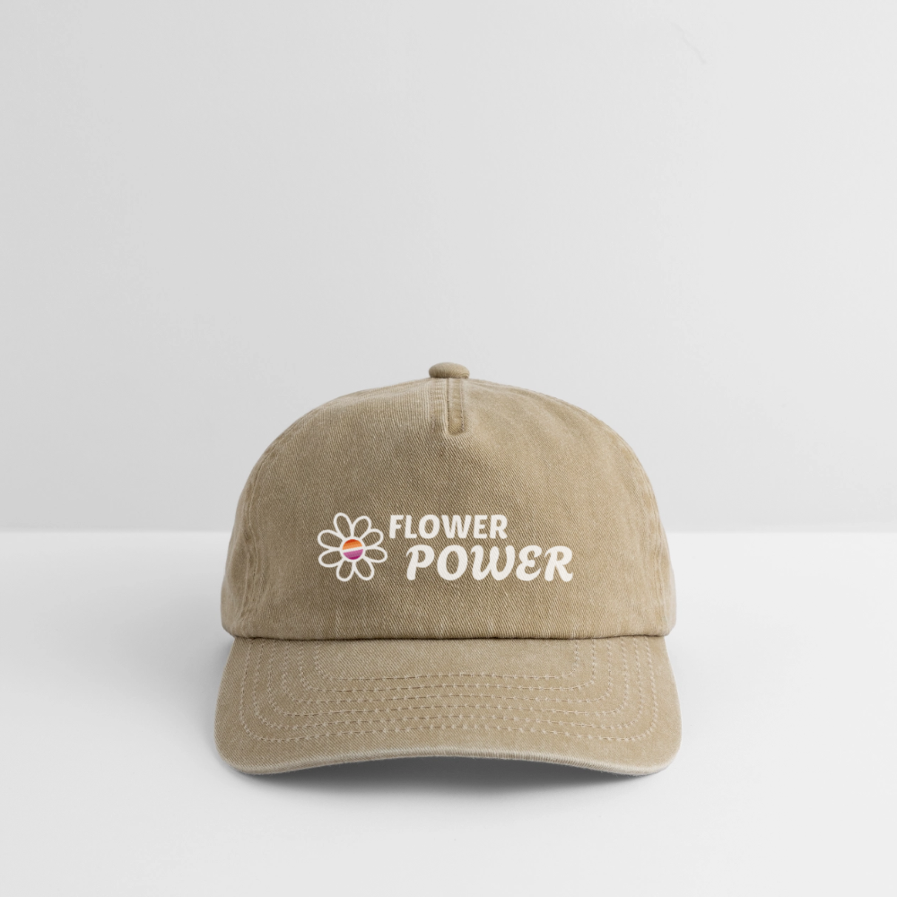 Flower Power! | Lesbian Pride Vintage Cap - Vintage Beige