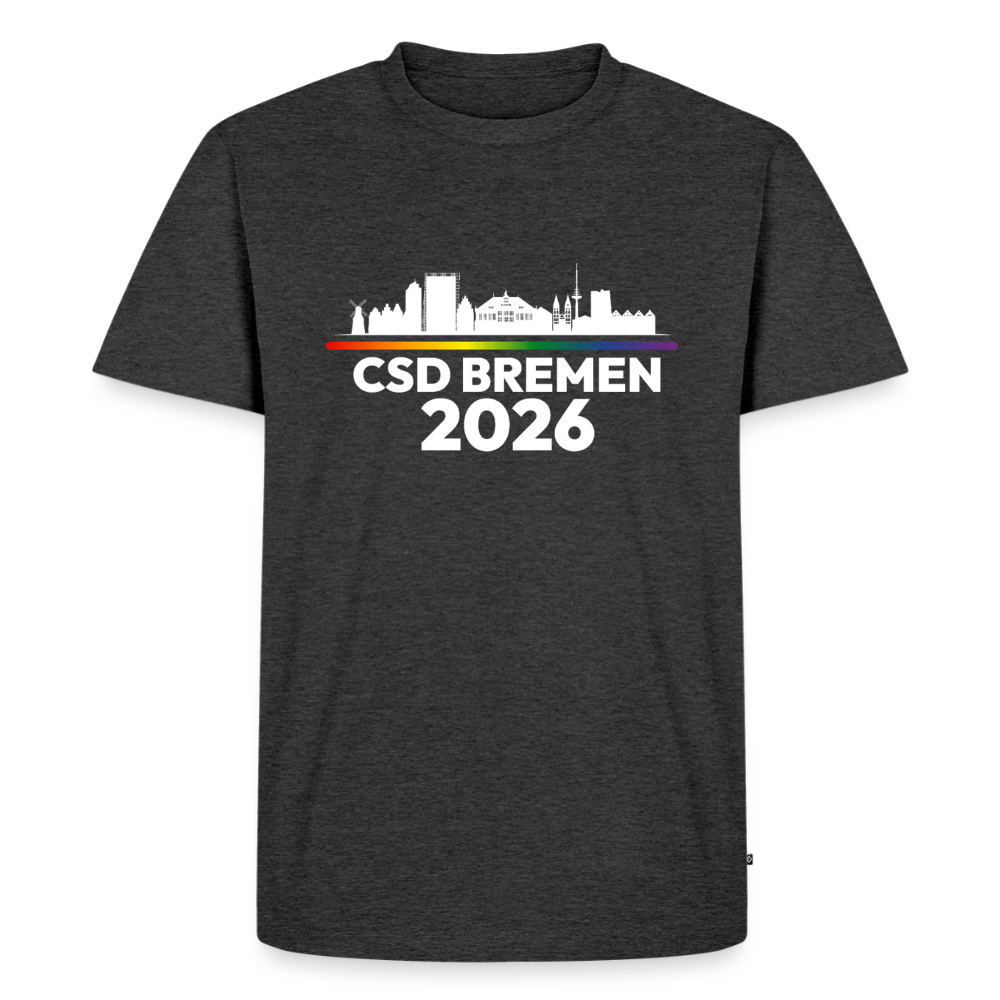 CSD Bremen 2026 Pride Premium T-Shirt (dunkel Farben helle Schrift) - Anthrazit meliert