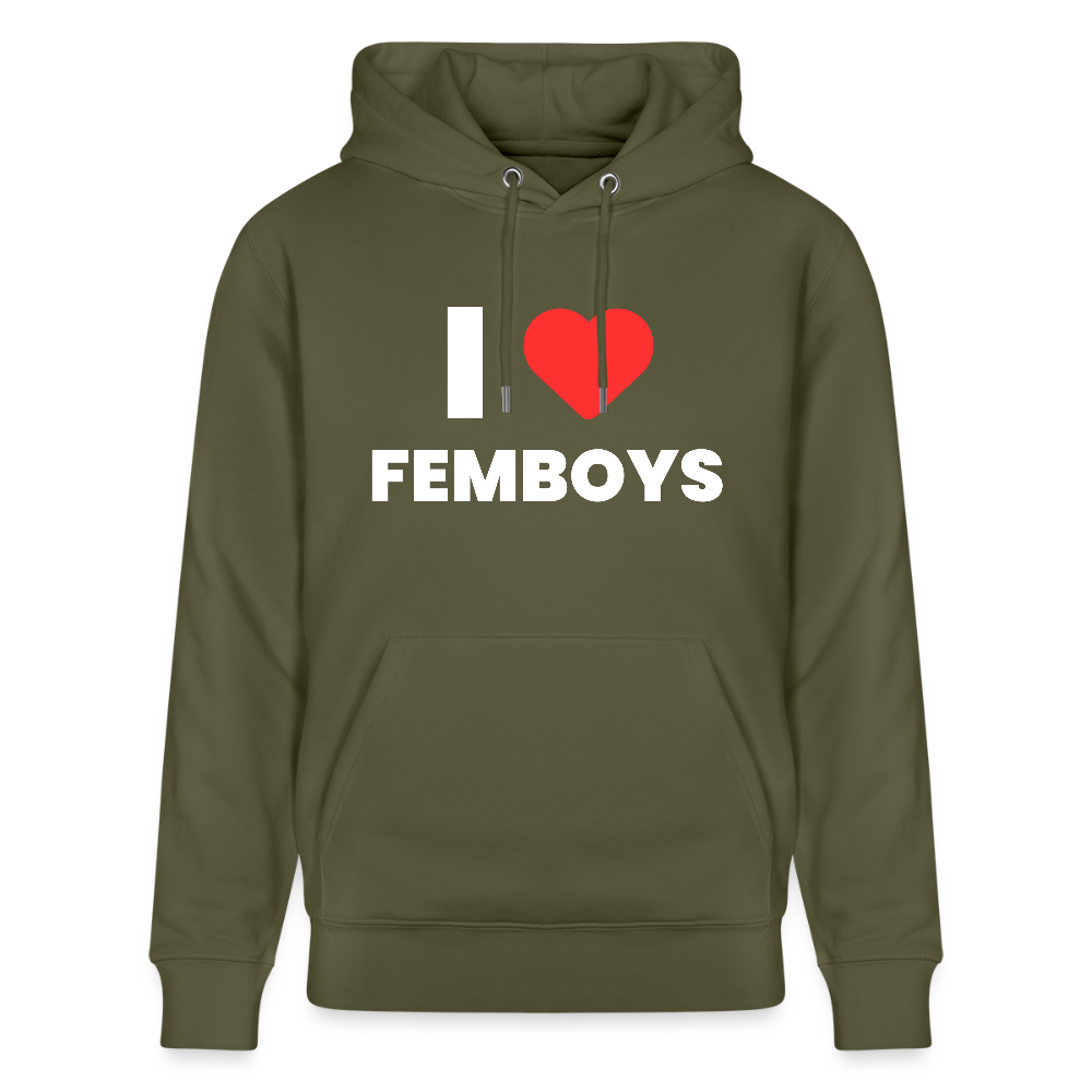 I LOVE FEMBOYS | Kink Fetish Pride Bio-Hoodie Unisex - Khaki Grün