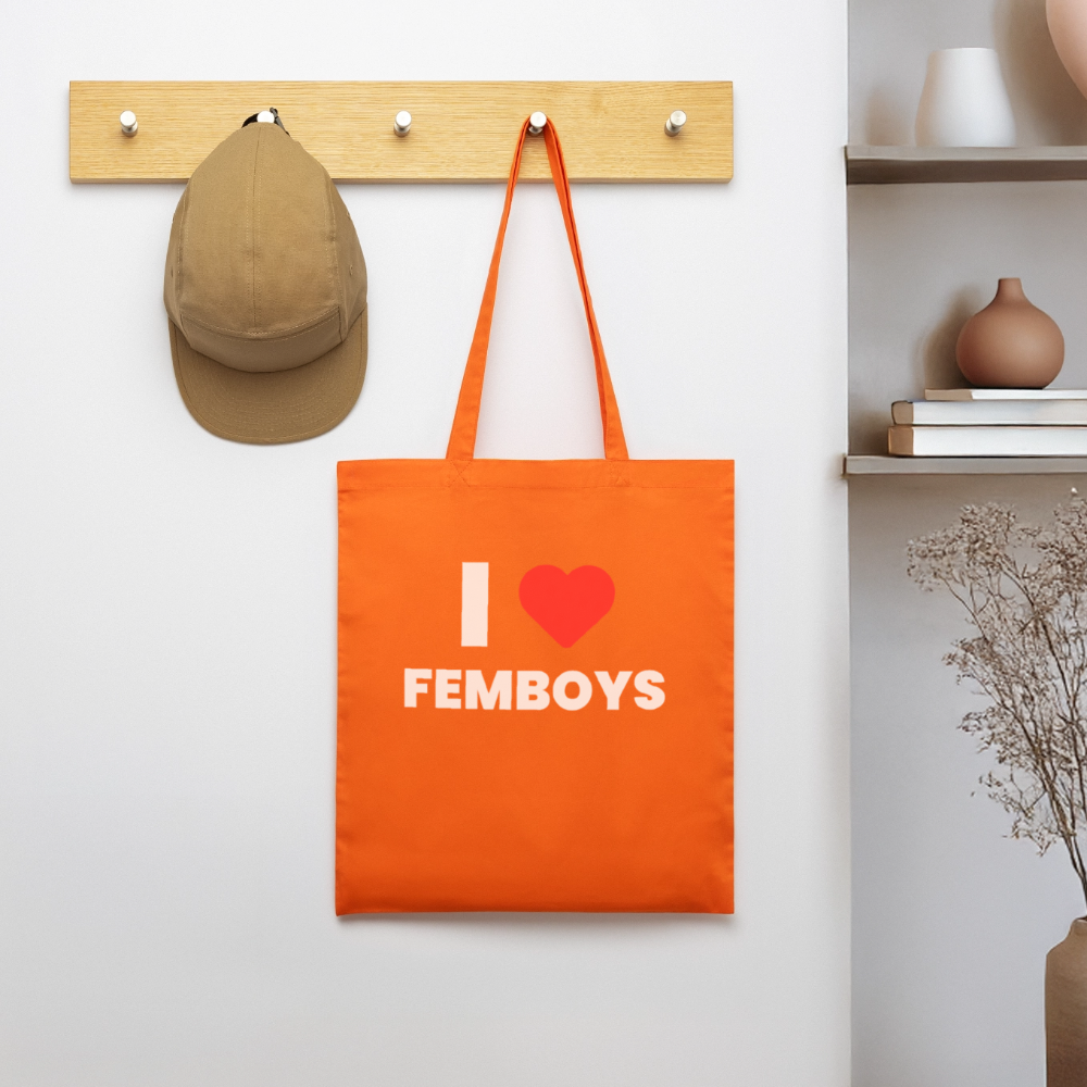 I LOVE FEMBOYS | Kink Fetish Pride Bio-Stoffbeutel - Tieforange
