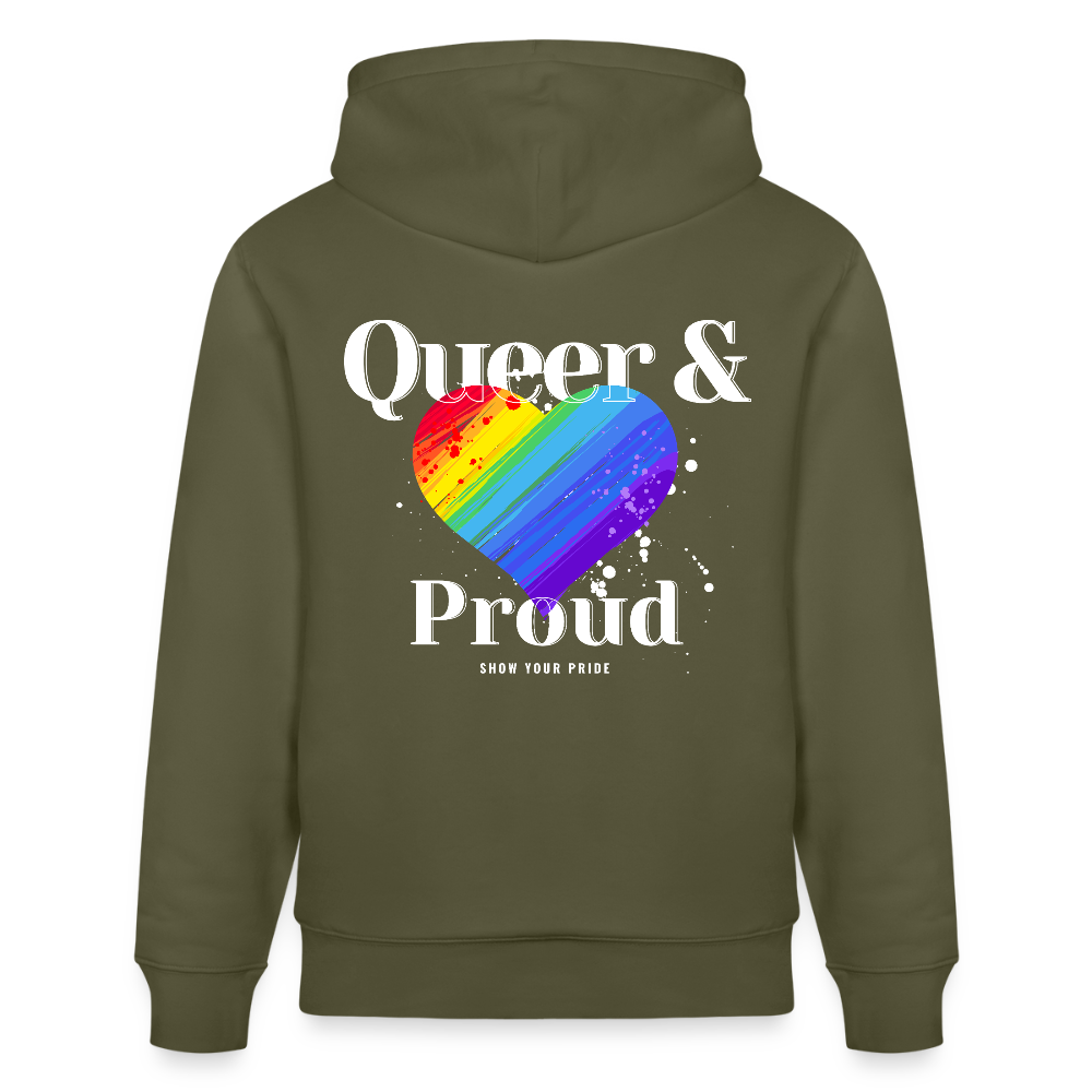Queer & Proud | Pride Bio-Hoodie Unisex - Khaki Grün