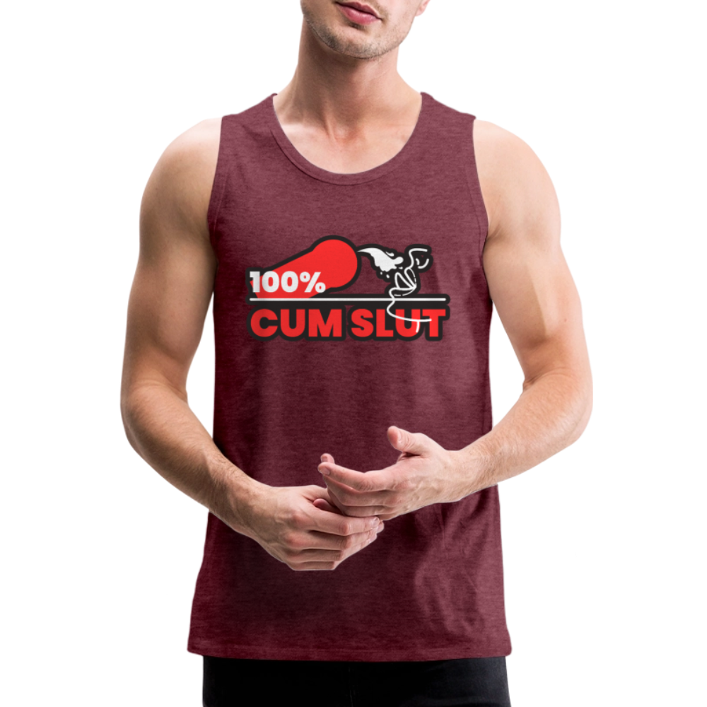 100% CUM SLUT | Kink Fetish Pride Premium Tank Top - Bordeauxrot meliert