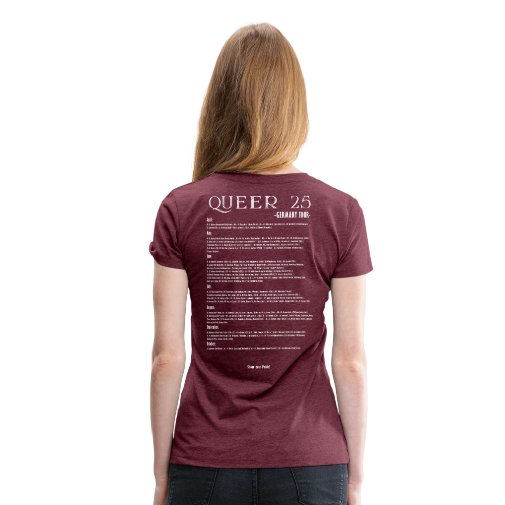 PRIDE Must Go On T-Shirt Germany Tour 2025 - tailiert (bordeauxrot) - Bordeauxrot meliert