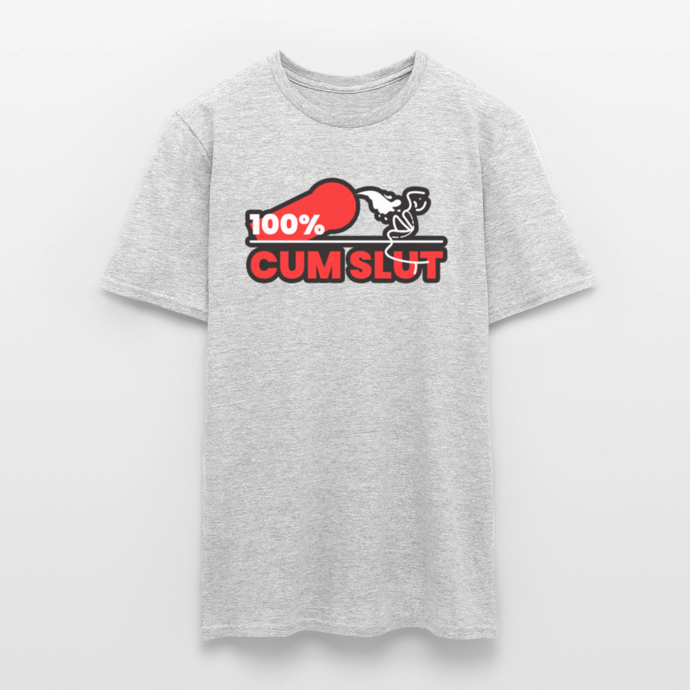 100% CUM SLUT | Kink Fetish Pride T-Shirt - Grau meliert