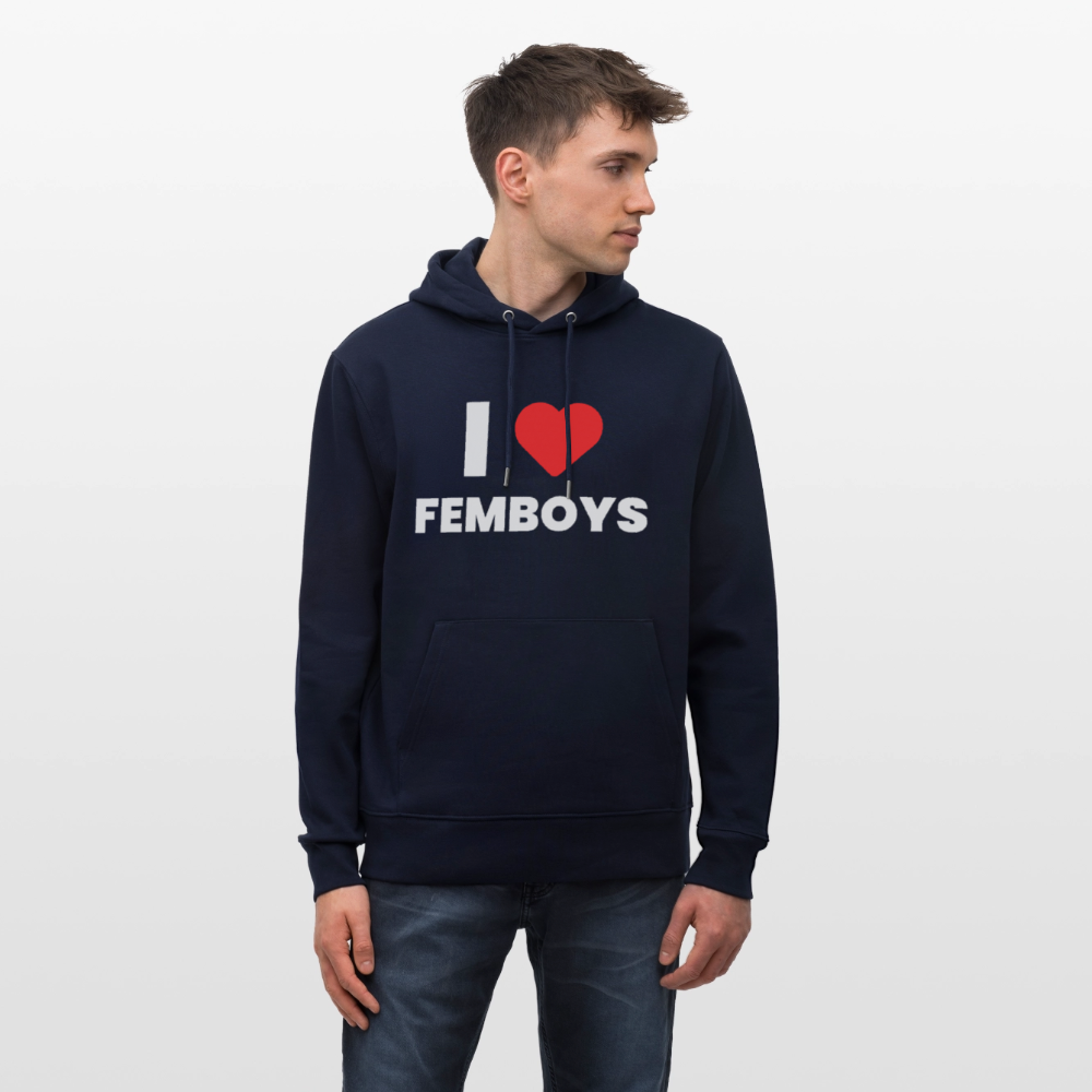 I LOVE FEMBOYS | Kink Fetish Pride Bio-Hoodie Unisex - Navy