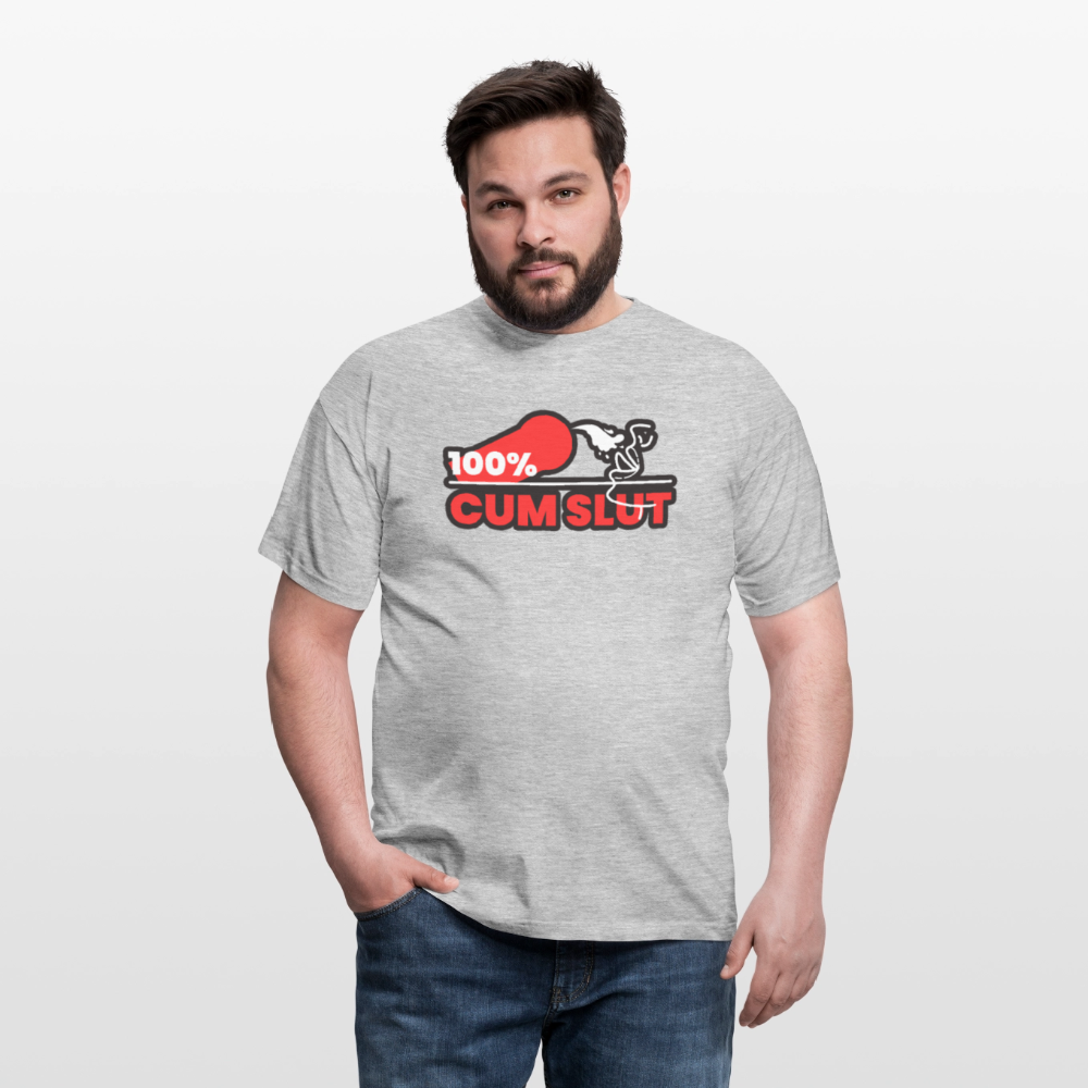 100% CUM SLUT | Kink Fetish Pride T-Shirt - Grau meliert