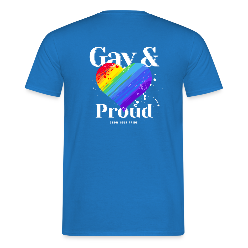Gay & Proud | Regenbogenherz Pride T-Shirt - Royalblau