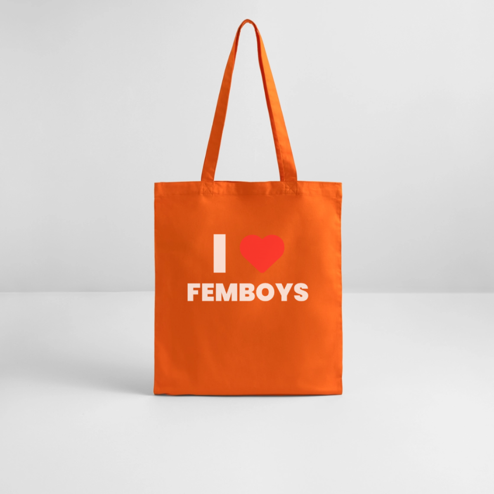 I LOVE FEMBOYS | Kink Fetish Pride Bio-Stoffbeutel - Tieforange
