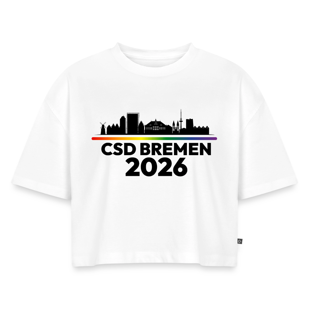 CSD BREMEN 2026 Pride Premium Oversized Bio Cropped T-Shirt - Weiß
