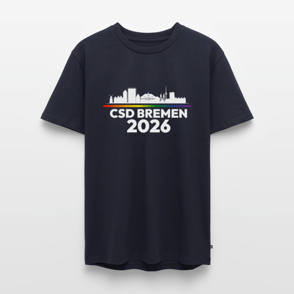 CSD Bremen 2026 Pride Premium T-Shirt (dunkel Farben helle Schrift) - Navy