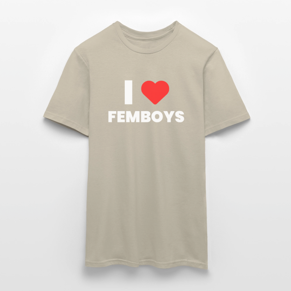 I LOVE FEMBOYS | Kink Fetish Pride T-Shirt - Sandbeige