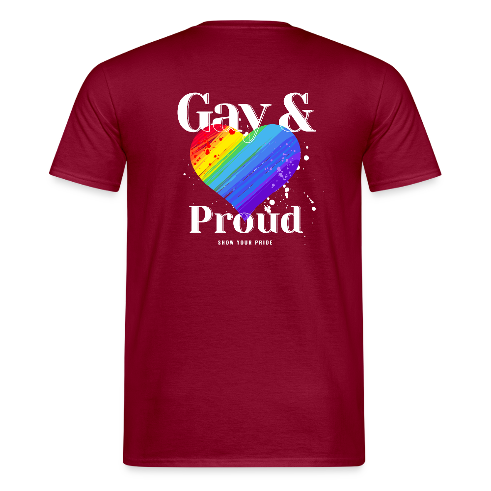 Gay & Proud | Regenbogenherz Pride T-Shirt - Ziegelrot