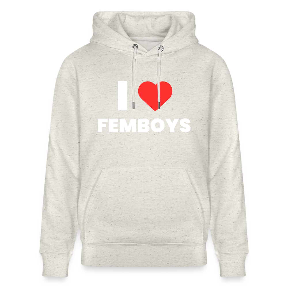 I LOVE FEMBOYS | Kink Fetish Pride Bio-Hoodie Unisex - Beige meliert