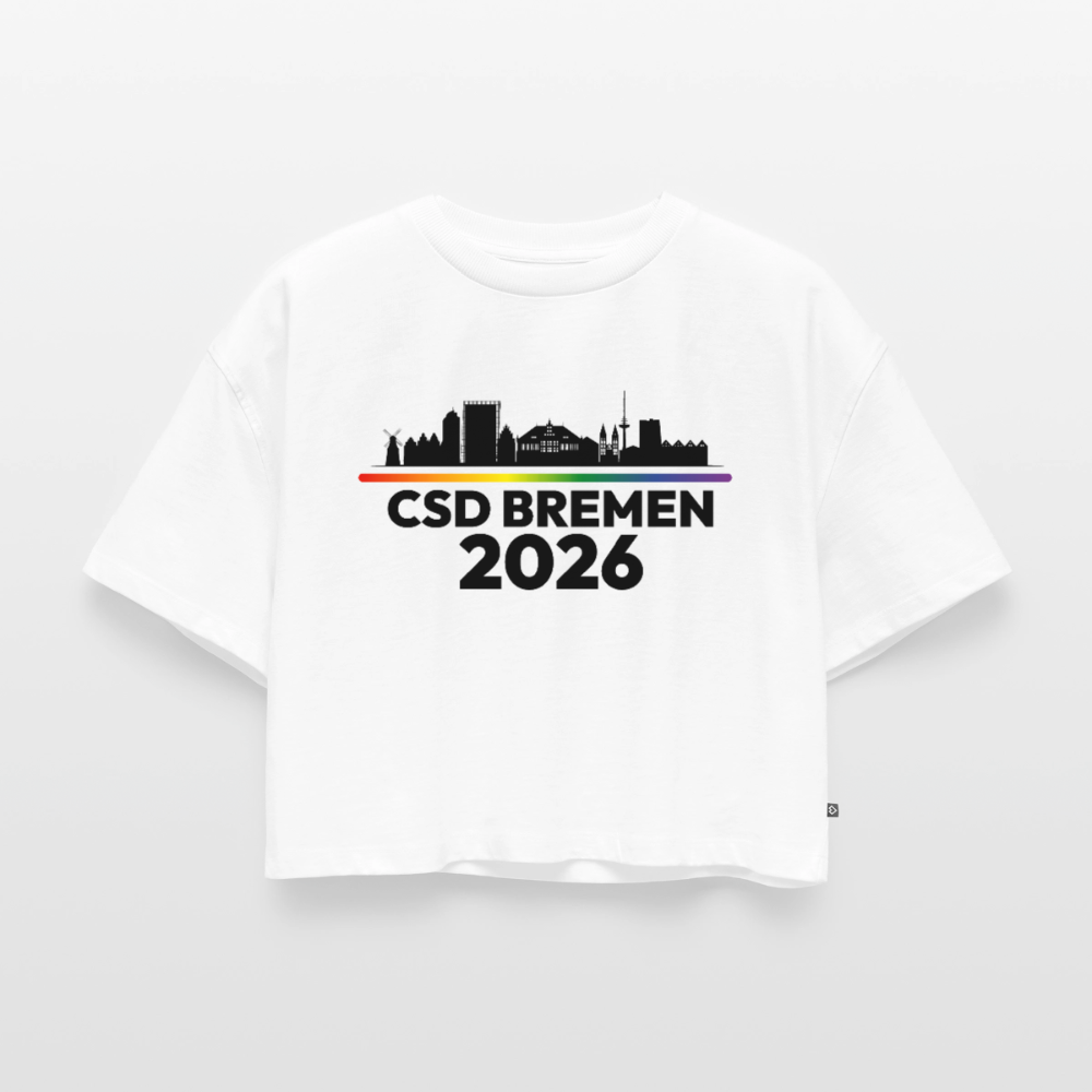 CSD BREMEN 2026 Pride Premium Oversized Bio Cropped T-Shirt - Weiß
