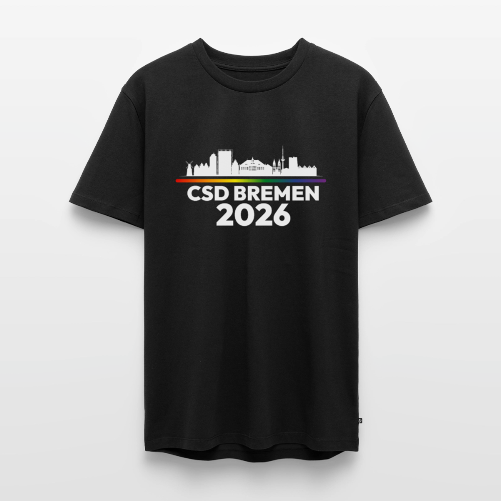CSD Bremen 2026 Pride Premium T-Shirt (dunkel Farben helle Schrift) - Schwarz