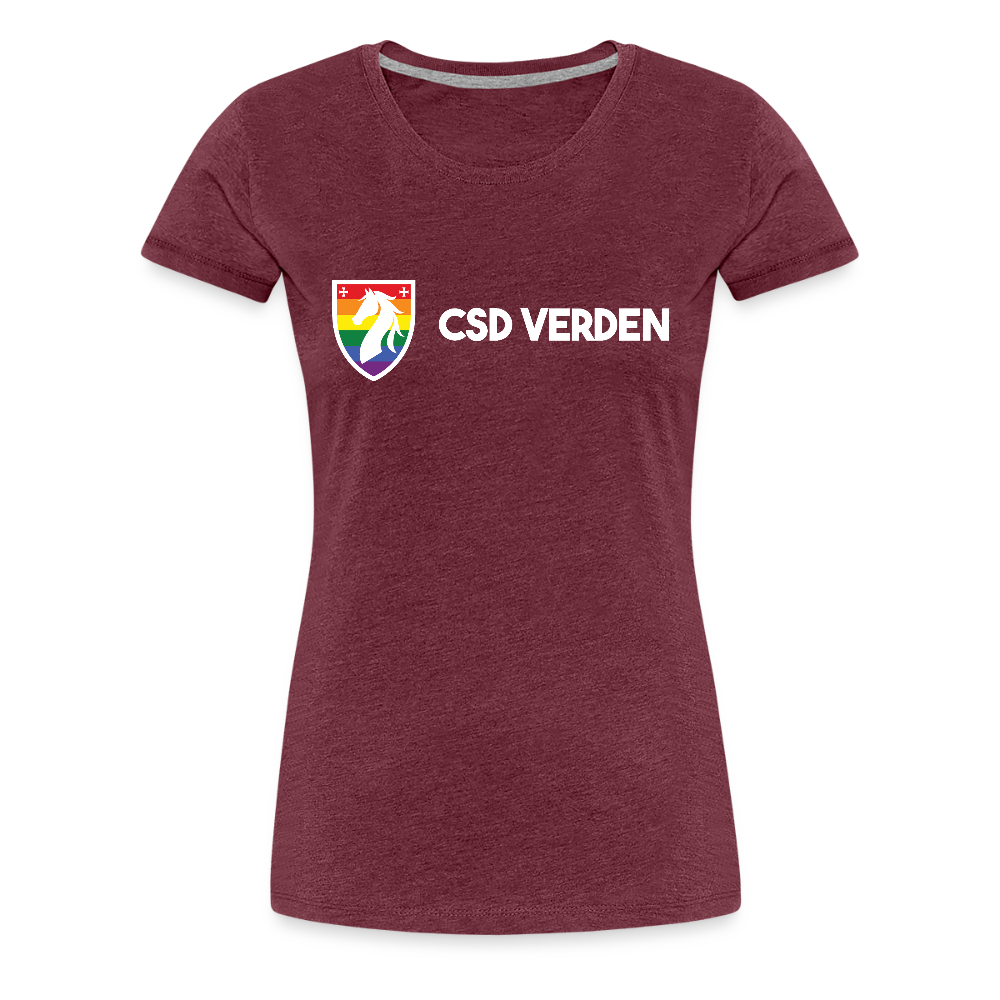 CSD Verden Premium Pride T-Shirt Tailiert Doppelseitig - Bordeauxrot meliert