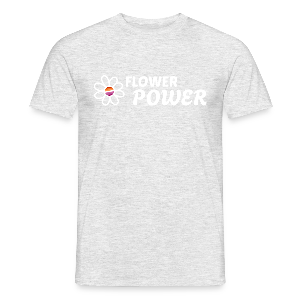 Flower Power Lesbisch T-Shirt | Retro WLW Pride LGBTQ - Grau meliert