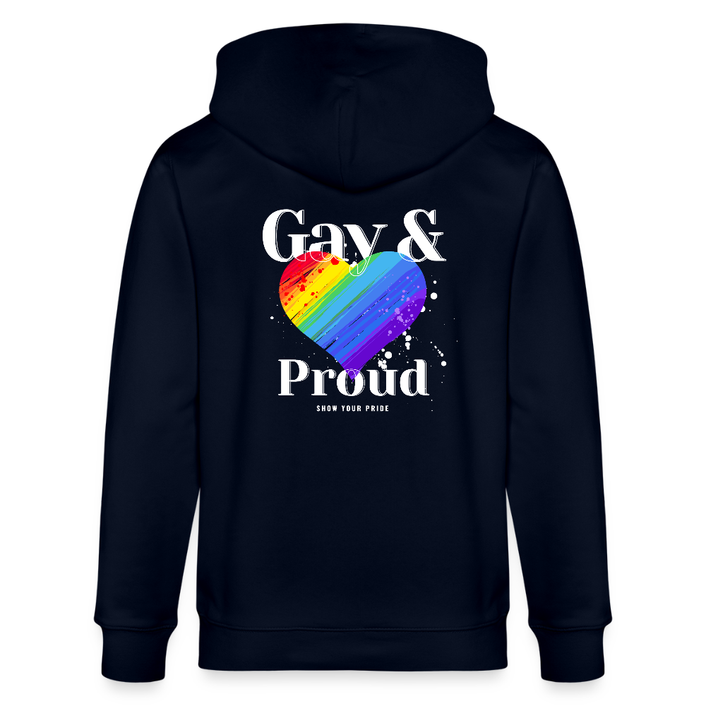 Gay & Proud | Pride Bio-Kapuzenjacke Unisex - Navy