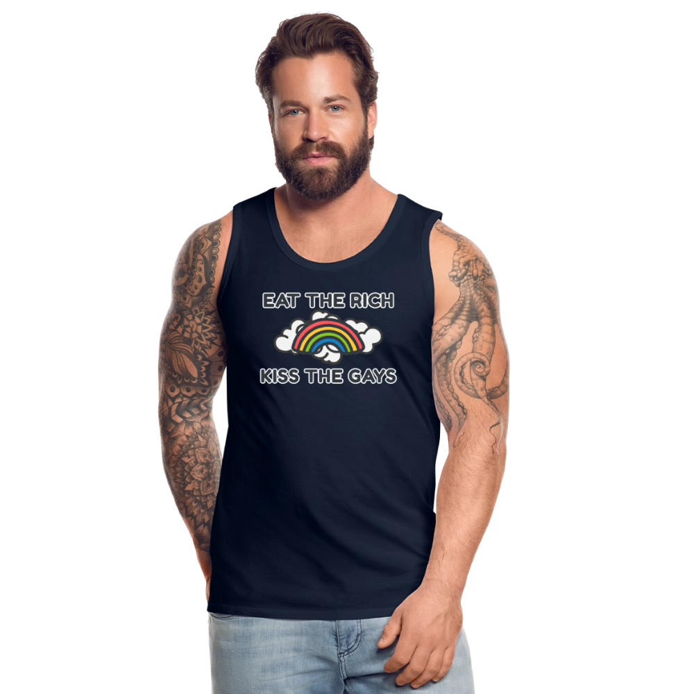 Eat the Rich, Kiss the Gays! Premium Tank Top - Navy