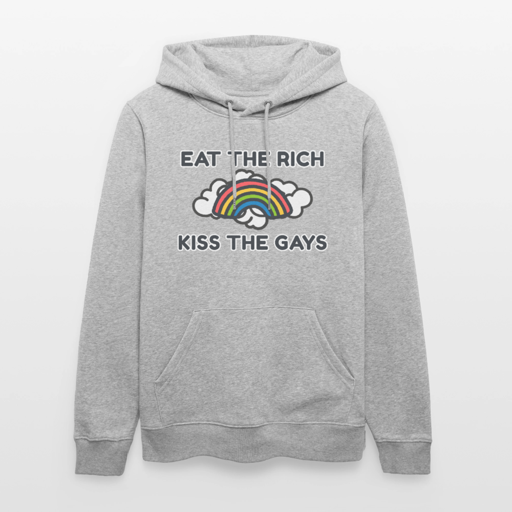 Eat the Rich, Kiss the Gays! Unisex Bio Hoodie - Grau meliert