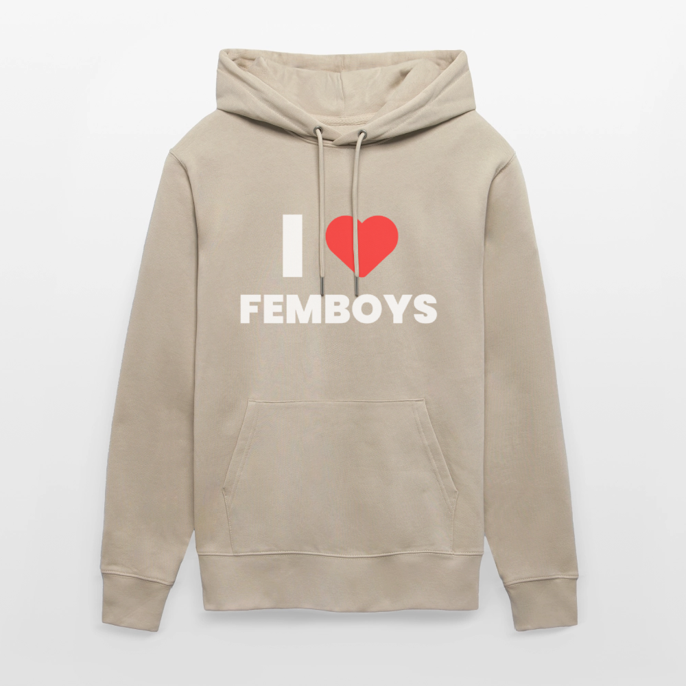 I LOVE FEMBOYS | Kink Fetish Pride Bio-Hoodie Unisex - Beige