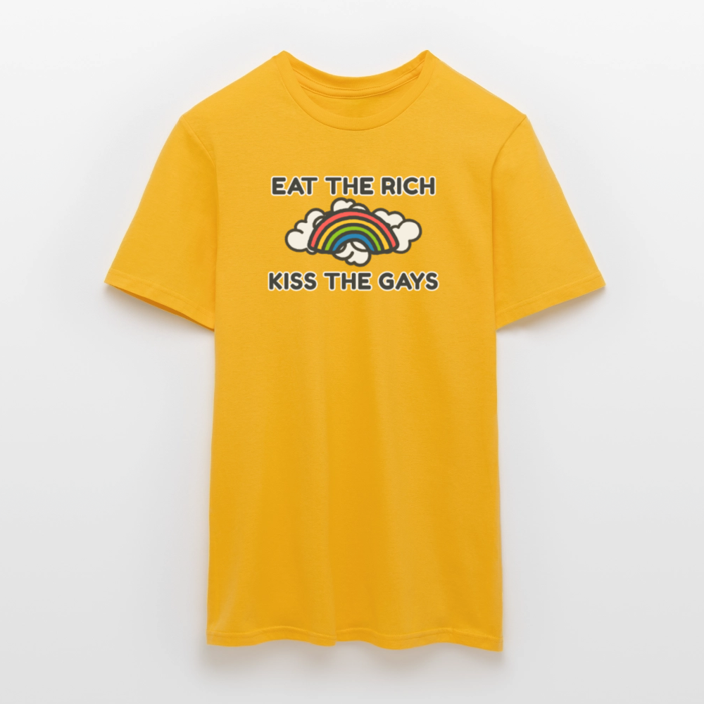 Eat the Rich, Kiss the Gays! T-Shirt - Gelb