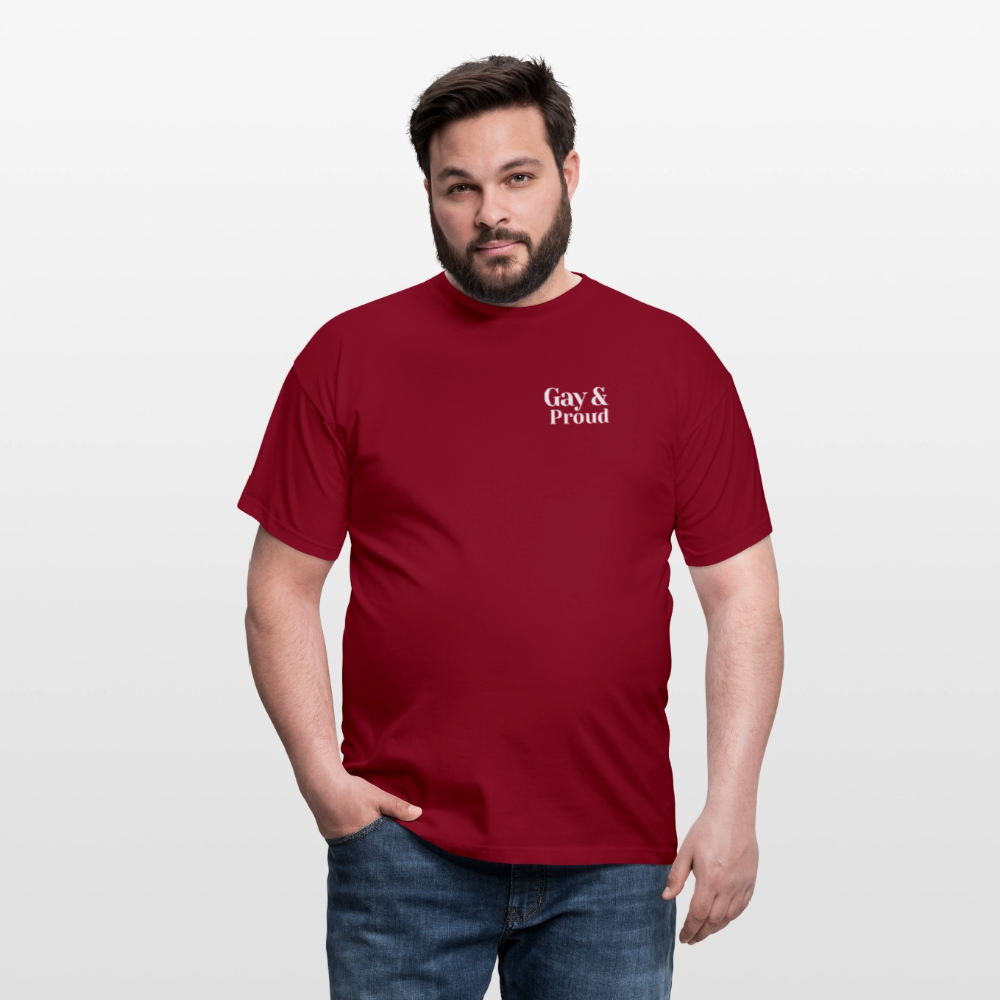 Gay & Proud | Regenbogenherz Pride T-Shirt - Ziegelrot