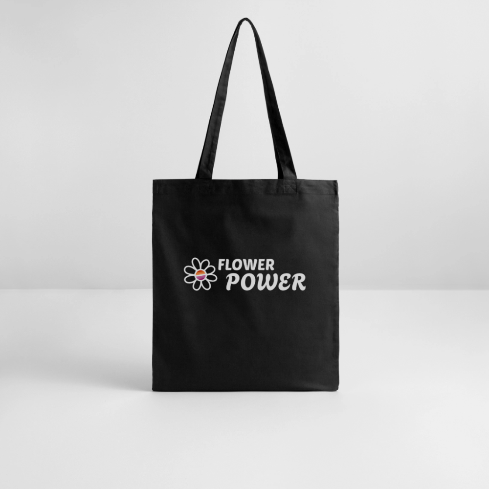 Flower Power | Lesbian Pride Bio-Stoffbeutel - Schwarz