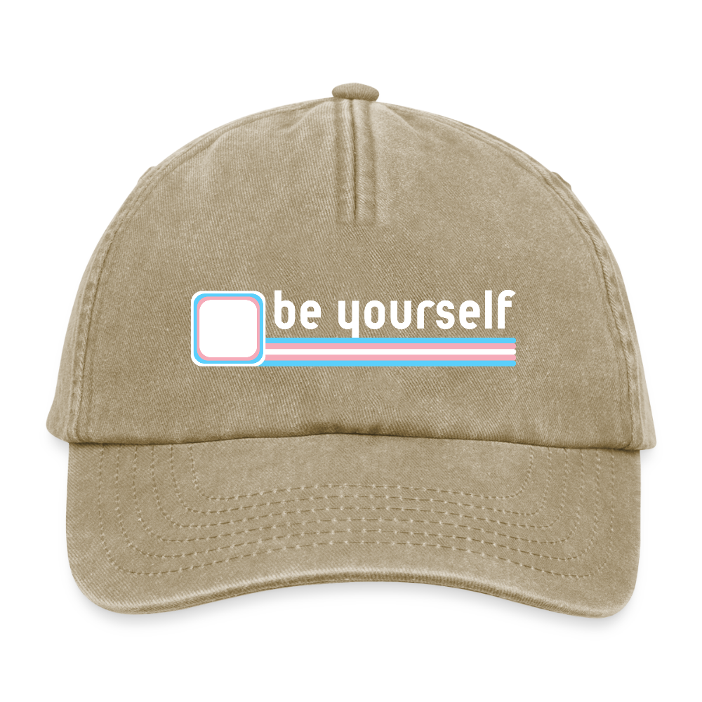 "be yourself" | Trans Pride Vintage Cap - Vintage Beige