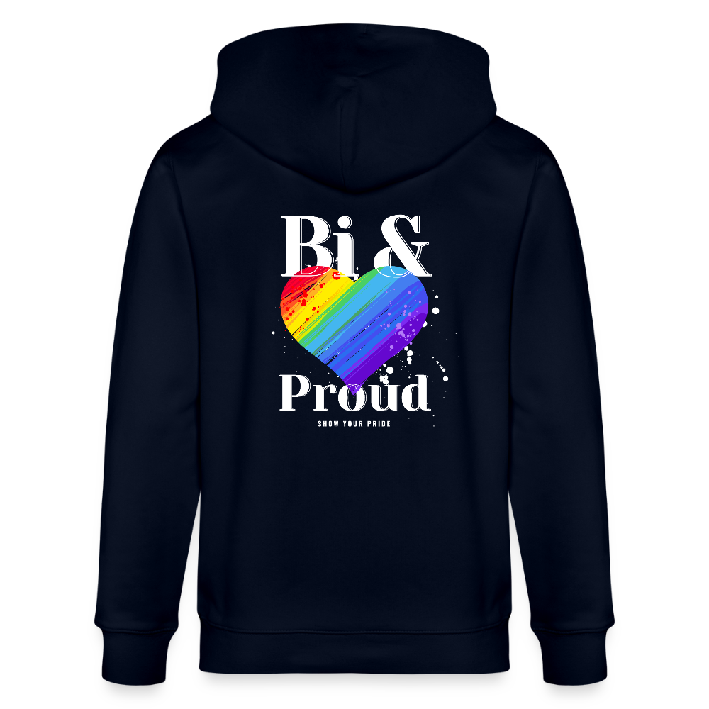 Bi & Proud | Pride Bio-Kapuzenjacke Unisex - Navy
