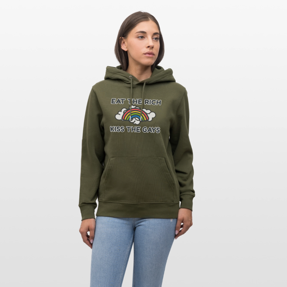 Eat the Rich, Kiss the Gays! Unisex Bio Hoodie - Khaki Grün