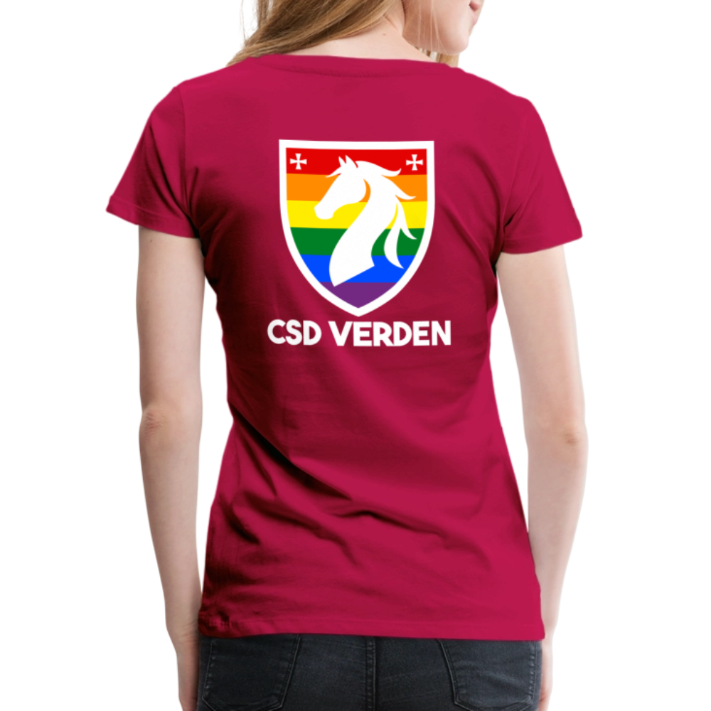 CSD Verden Premium Pride T-Shirt Tailiert Doppelseitig - dunkles Pink
