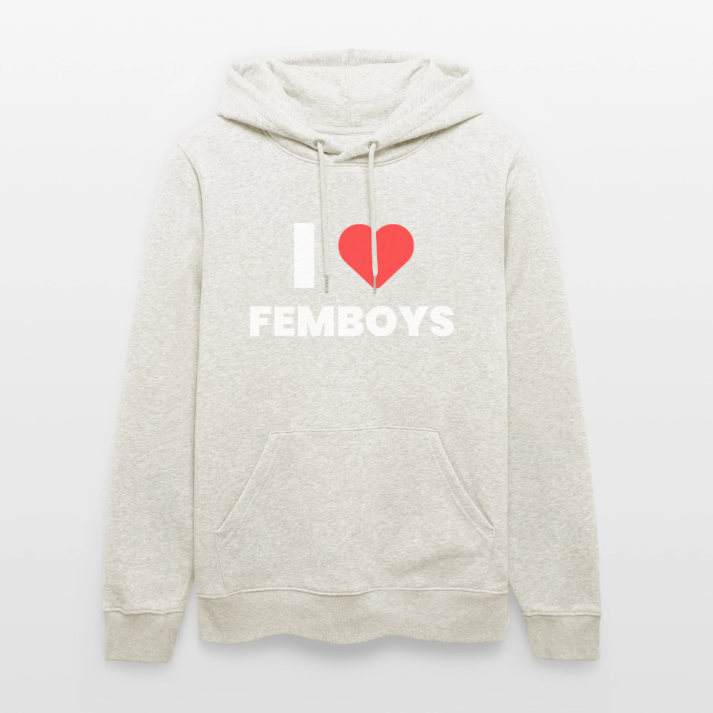I LOVE FEMBOYS | Kink Fetish Pride Bio-Hoodie Unisex - Beige meliert