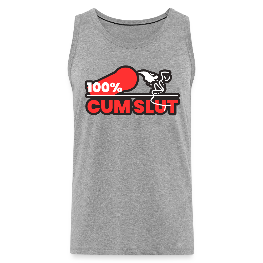 100% CUM SLUT | Kink Fetish Pride Premium Tank Top - Grau meliert