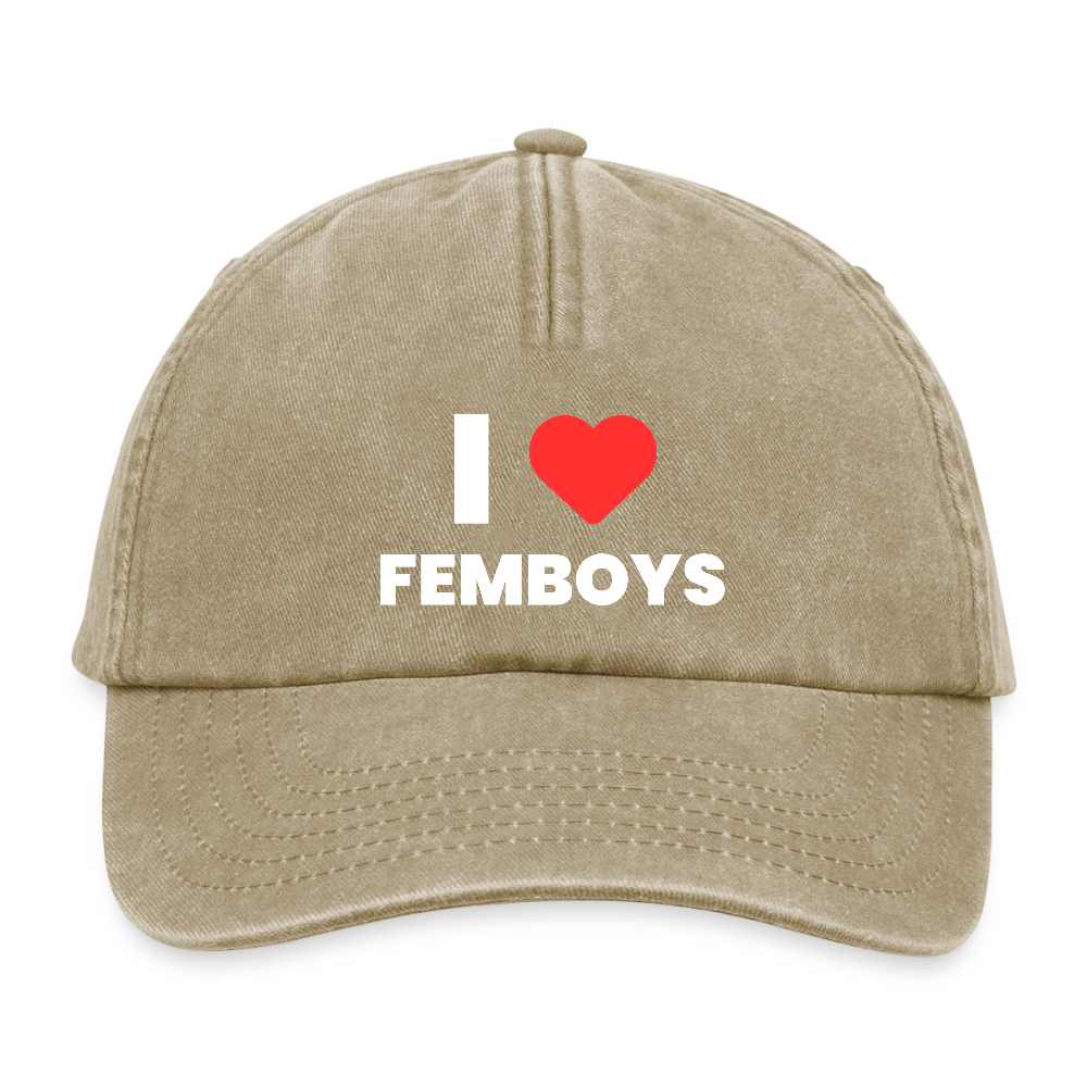 I LOVE FEMBOYS | Kink Fetish Pride Vintage Cap - Vintage Beige