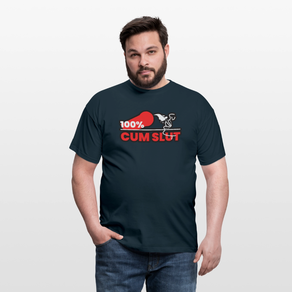 100% CUM SLUT | Kink Fetish Pride T-Shirt - Navy