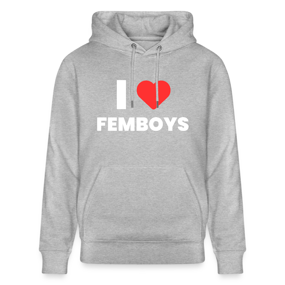 I LOVE FEMBOYS | Kink Fetish Pride Bio-Hoodie Unisex - Grau meliert