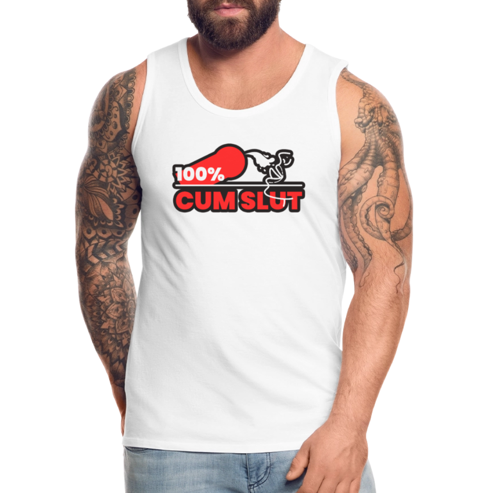 100% CUM SLUT | Kink Fetish Pride Premium Tank Top - Weiß