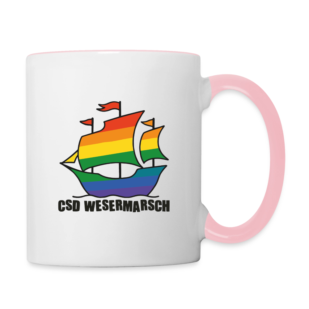 CSD Wesermarsch Pride Tasse zweifarbig - Weiß/Pink