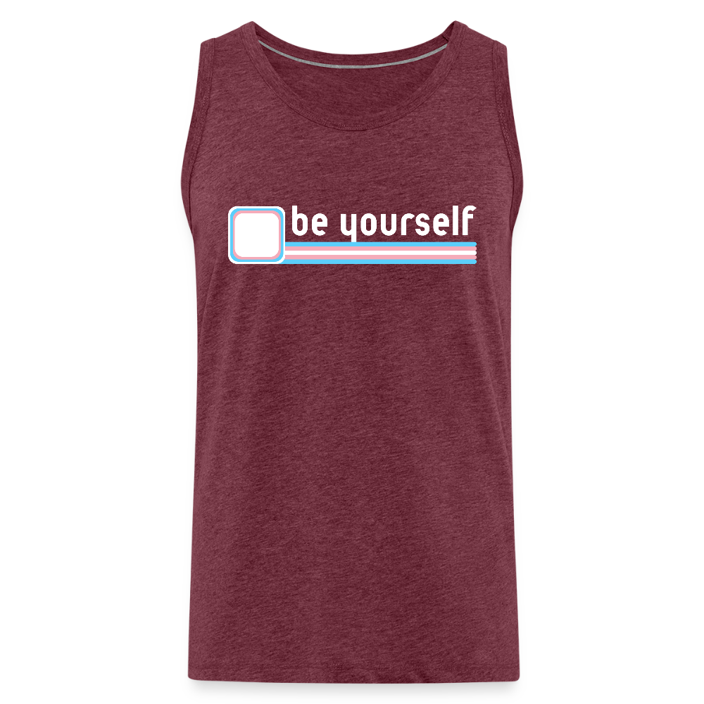 "be yourself" | Trans Pride Premium Tank Top - Bordeauxrot meliert