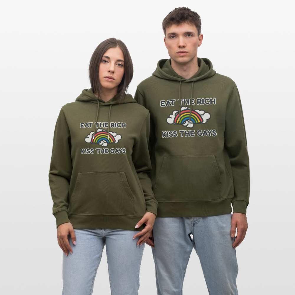 Eat the Rich, Kiss the Gays! Unisex Bio Hoodie - Khaki Grün