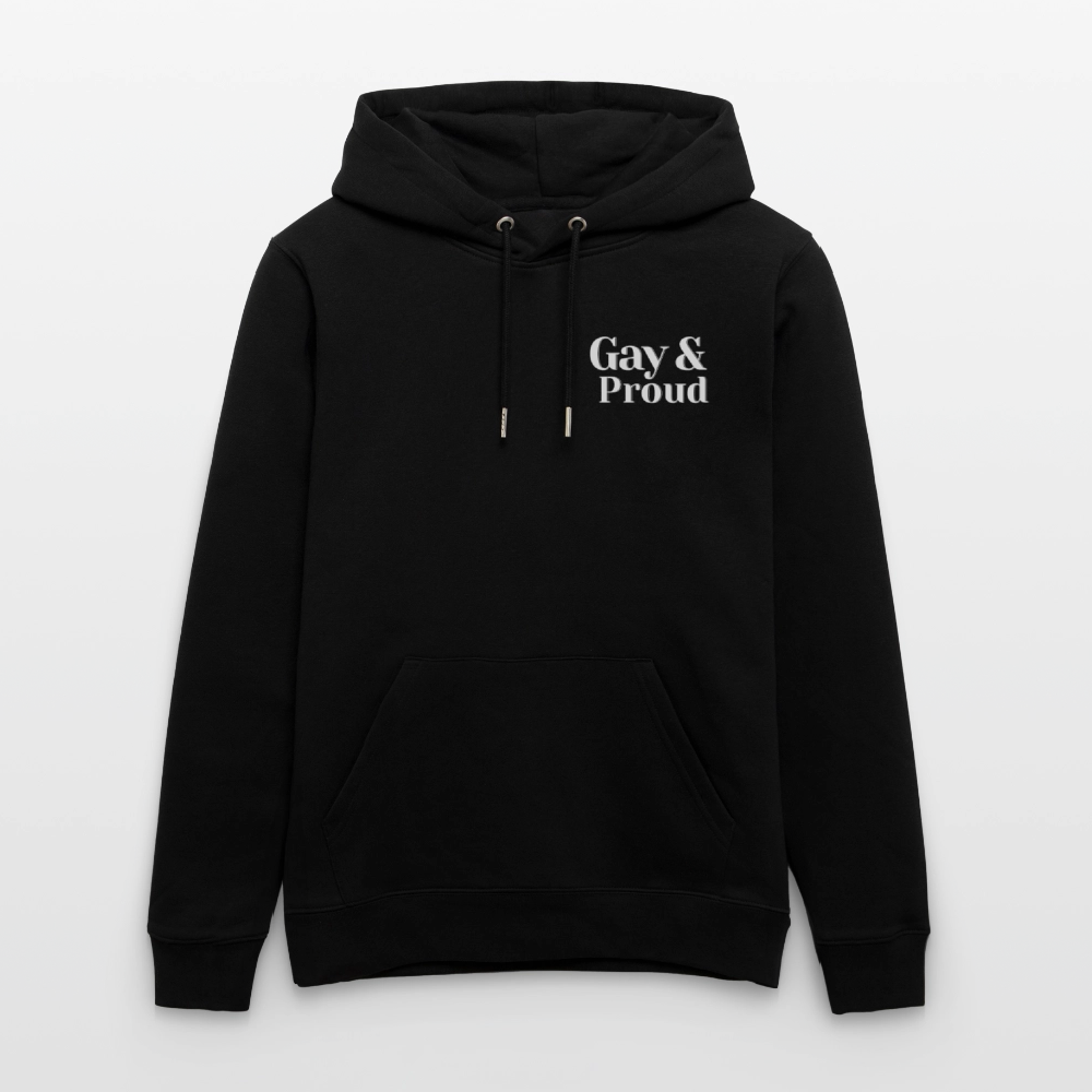 Gay & Proud | Pride Bio-Hoodie Unisex - Schwarz