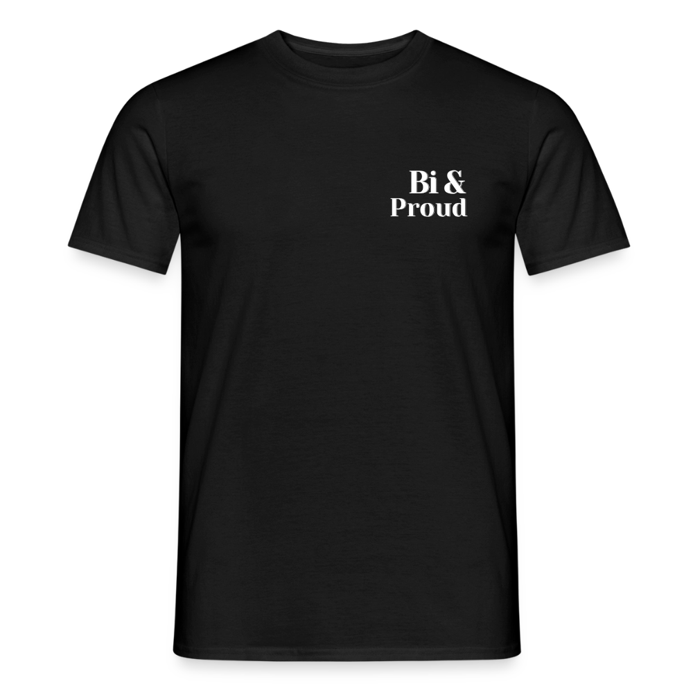 Bi & Proud | Regenbogenherz Pride T-Shirt - Schwarz