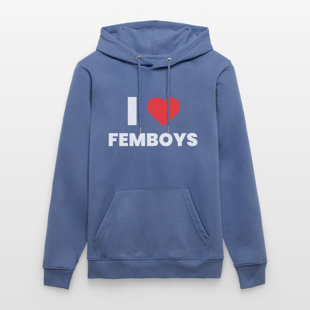 I LOVE FEMBOYS | Kink Fetish Pride Bio-Hoodie Unisex - Blau